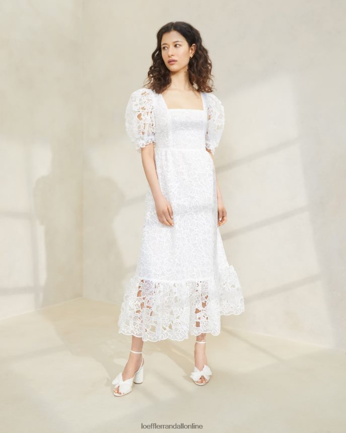 Loeffler Randall addison šaty s naberaným rukávom krém ženy oblečenie PT864D182