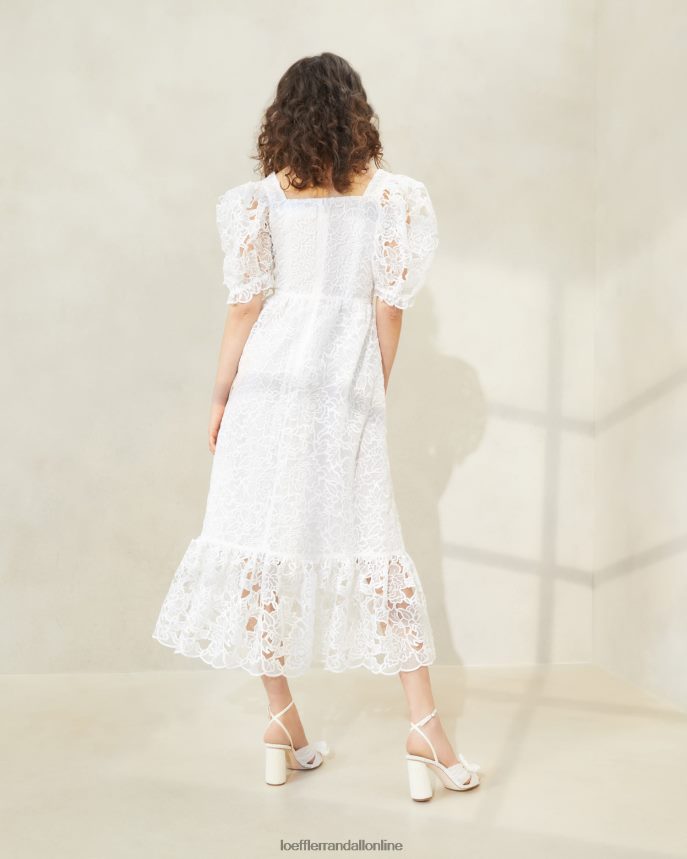 Loeffler Randall addison šaty s naberaným rukávom krém ženy oblečenie PT864D182
