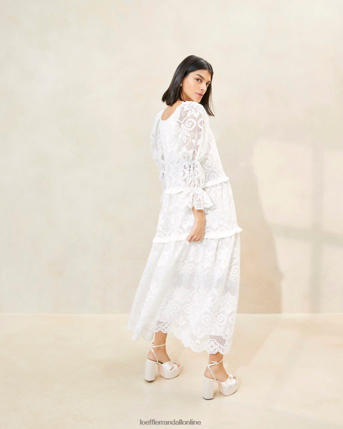 Loeffler Randall antoinette odstupňované čipkované šaty biely ženy oblečenie PT864D187