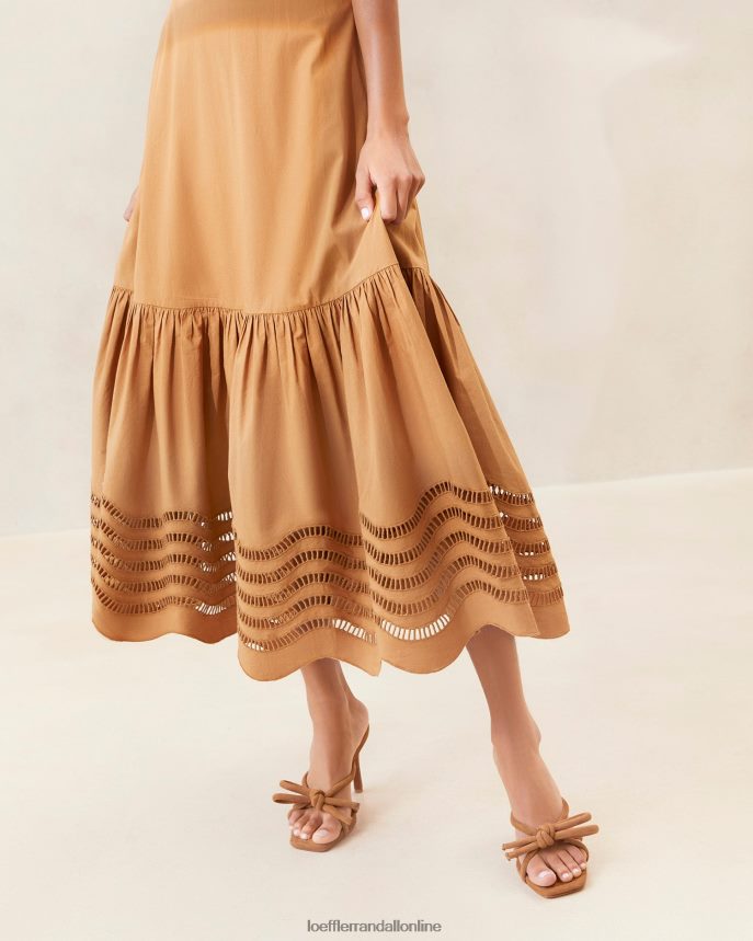 Loeffler Randall carine vyšívané midi šaty čokoláda ženy oblečenie PT864D197