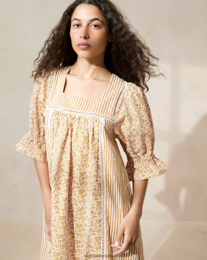 Loeffler Randall maxi šaty phillipa hnedý kvetinový/hnedý prúžok ženy oblečenie PT864D184