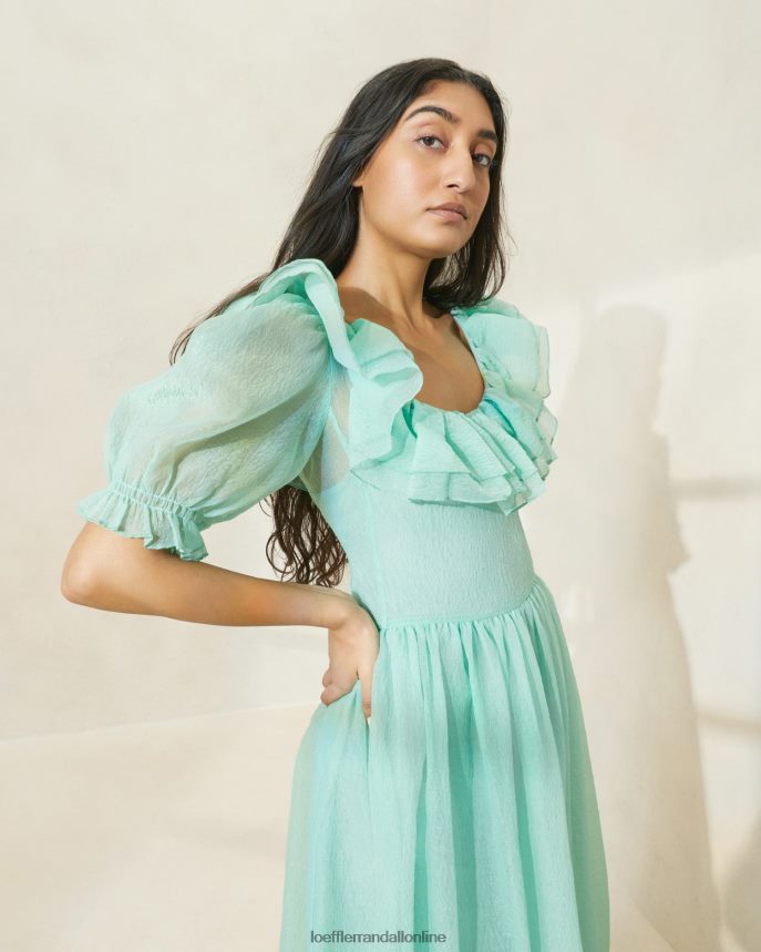 Loeffler Randall shannon volánové šaty s naberaným rukávom morská pena ženy oblečenie PT864D174