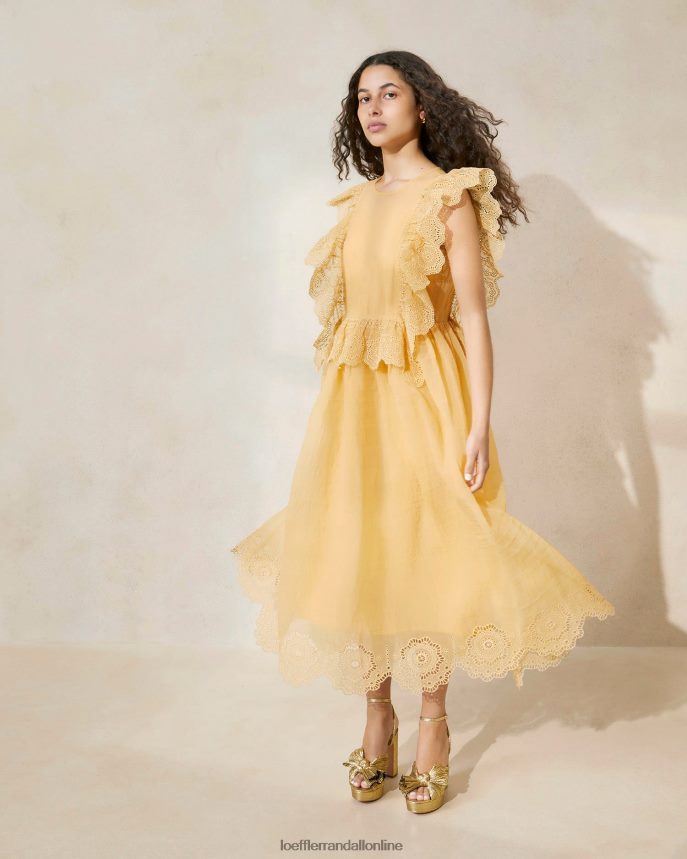 Loeffler Randall vyšívané vrúbkované šaty naomi piesočná duna ženy oblečenie PT864D192