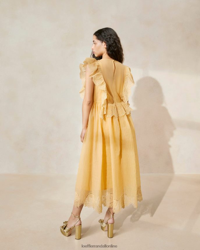 Loeffler Randall vyšívané vrúbkované šaty naomi piesočná duna ženy oblečenie PT864D192