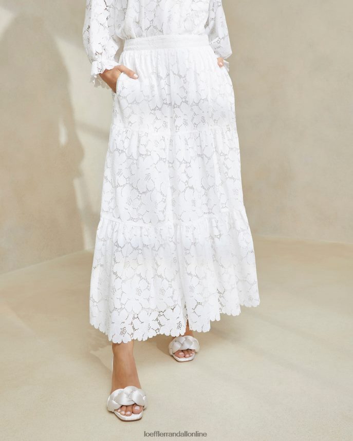 Loeffler Randall Luna krémová čipkovaná sukňa slonovina ženy oblečenie PT864D217
