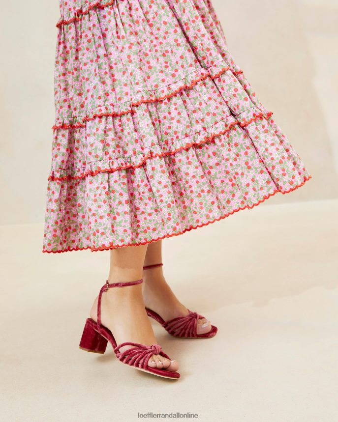 Loeffler Randall ellie jahodová midi sukňa s vrúbkovaným lemom jahodová potlač ženy oblečenie PT864D225