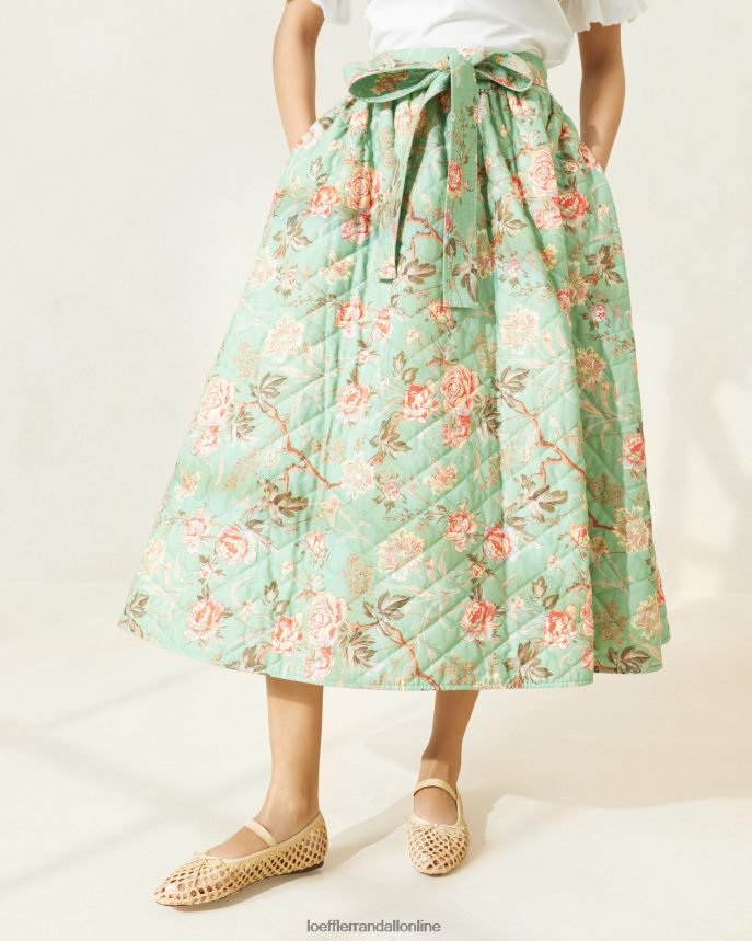 Loeffler Randall leigh prešívaná sukňa šalvia botanická kvetinová ženy oblečenie PT864D231