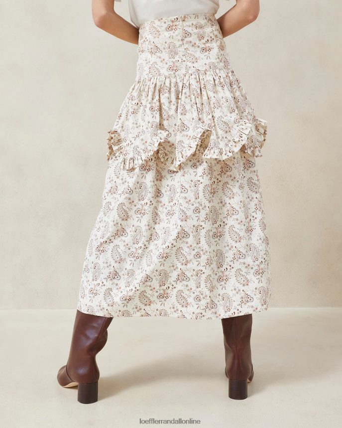 Loeffler Randall volánová sukňa milo paisley krémová paisley kvetinová ženy oblečenie PT864D240
