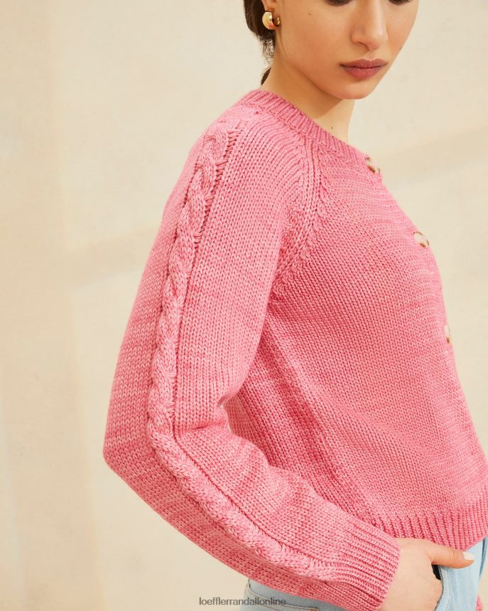 Loeffler Randall lindy kardigán s rukávom na kábel Ružová ženy oblečenie PT864D255