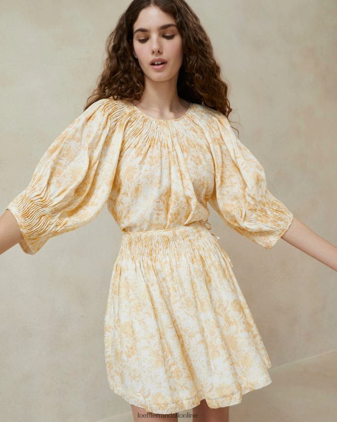 Loeffler Randall sloane smocked top tónový vinič kvetinový ženy oblečenie PT864D241