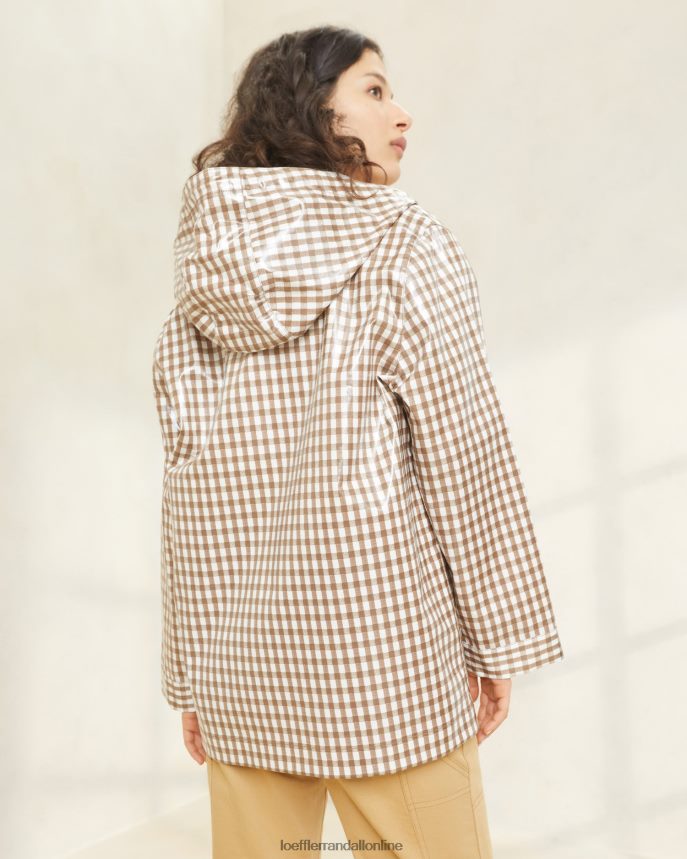 Loeffler Randall zahmlená bunda do dažďa hnedý gingham ženy oblečenie PT864D257