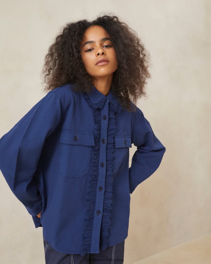 Loeffler Randall zeke očko chore kabát indigo ženy oblečenie PT864D261