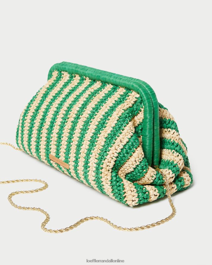 Loeffler Randall spojka rámu trudie prírodný/zelený pruh ženy tašky PT864D391