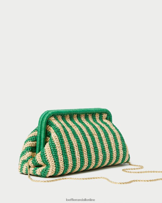 Loeffler Randall spojka rámu trudie prírodný/zelený pruh ženy tašky PT864D391