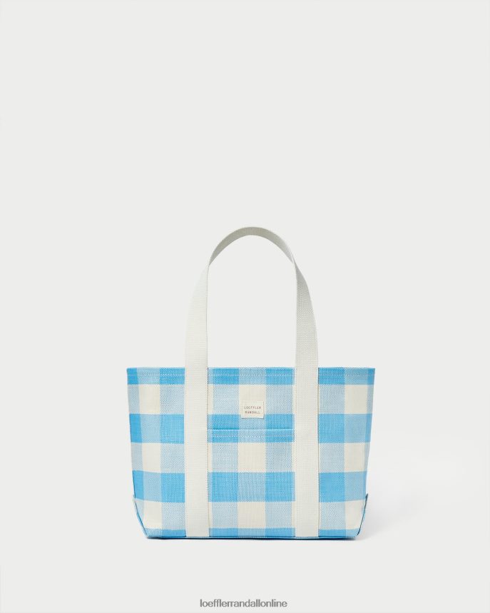 Loeffler Randall stredná kabelka bennett modrý gingham ženy tašky PT864D319