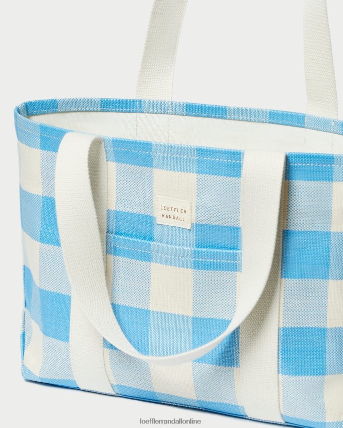 Loeffler Randall stredná kabelka bennett modrý gingham ženy tašky PT864D319