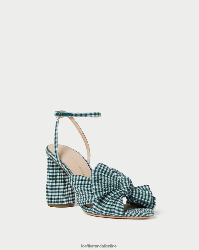 Loeffler Randall kamélia mašľová päta mini zelený gingham ženy topánky PT864D96
