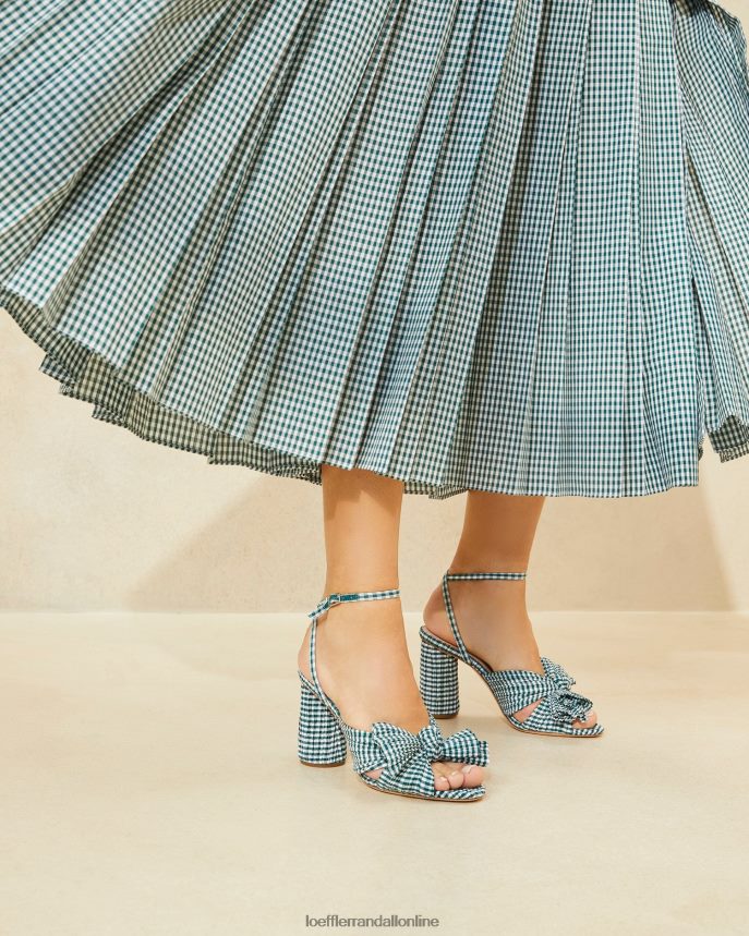 Loeffler Randall kamélia mašľová päta mini zelený gingham ženy topánky PT864D96